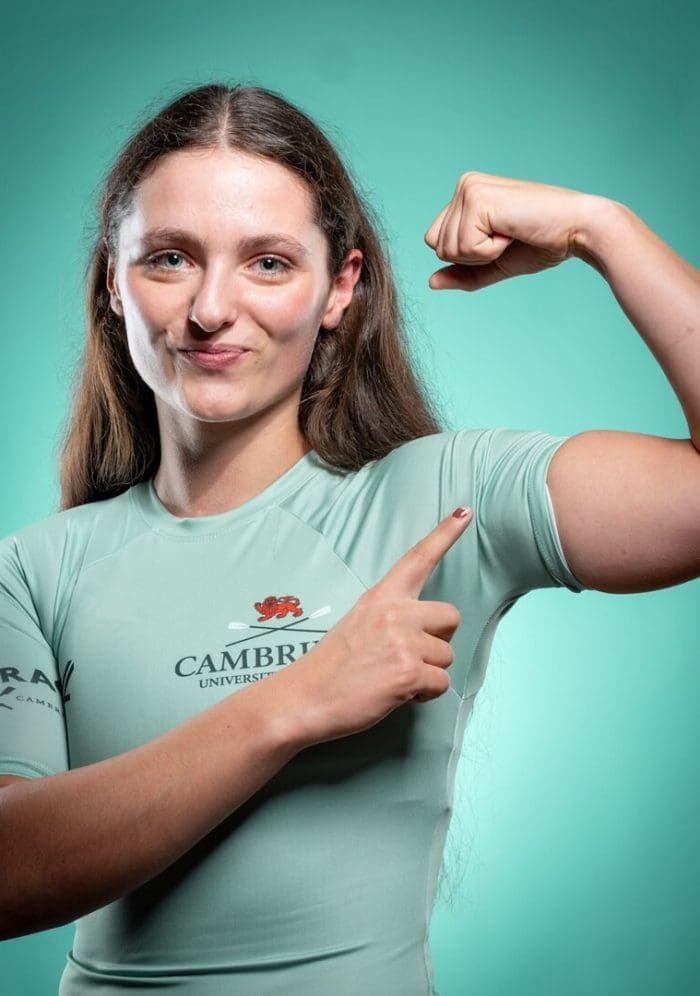 CUBC athlete in light blue top having fun